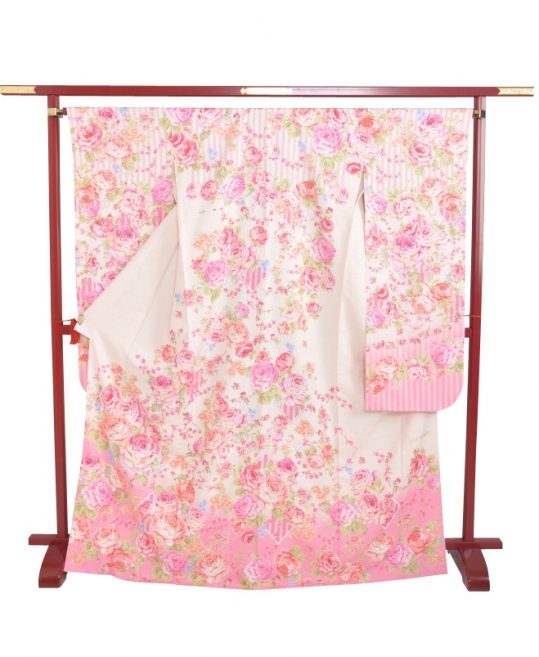 成人式振袖[LIZLISA][ロマンチック]クリームにピンクのバラ[身長171cmまで]No.859